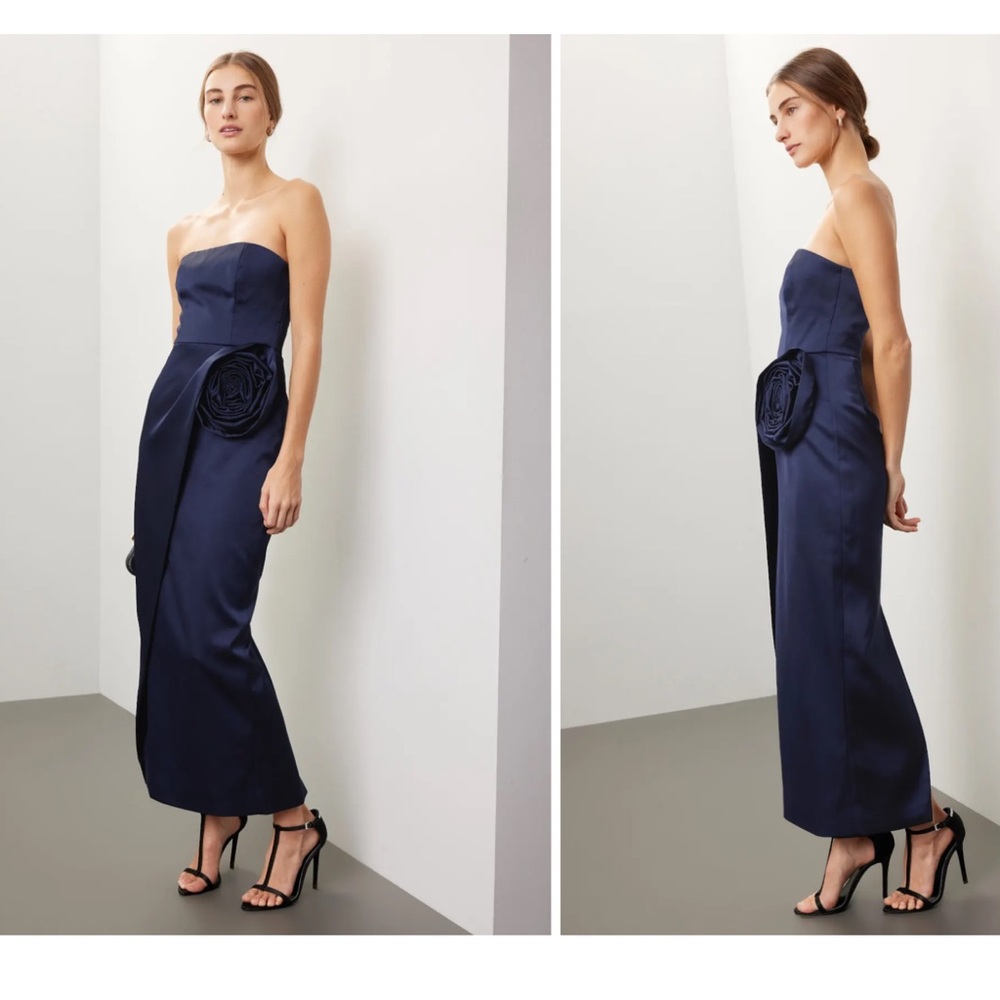 Ronny Kobo Collection Strapless Navy Dress